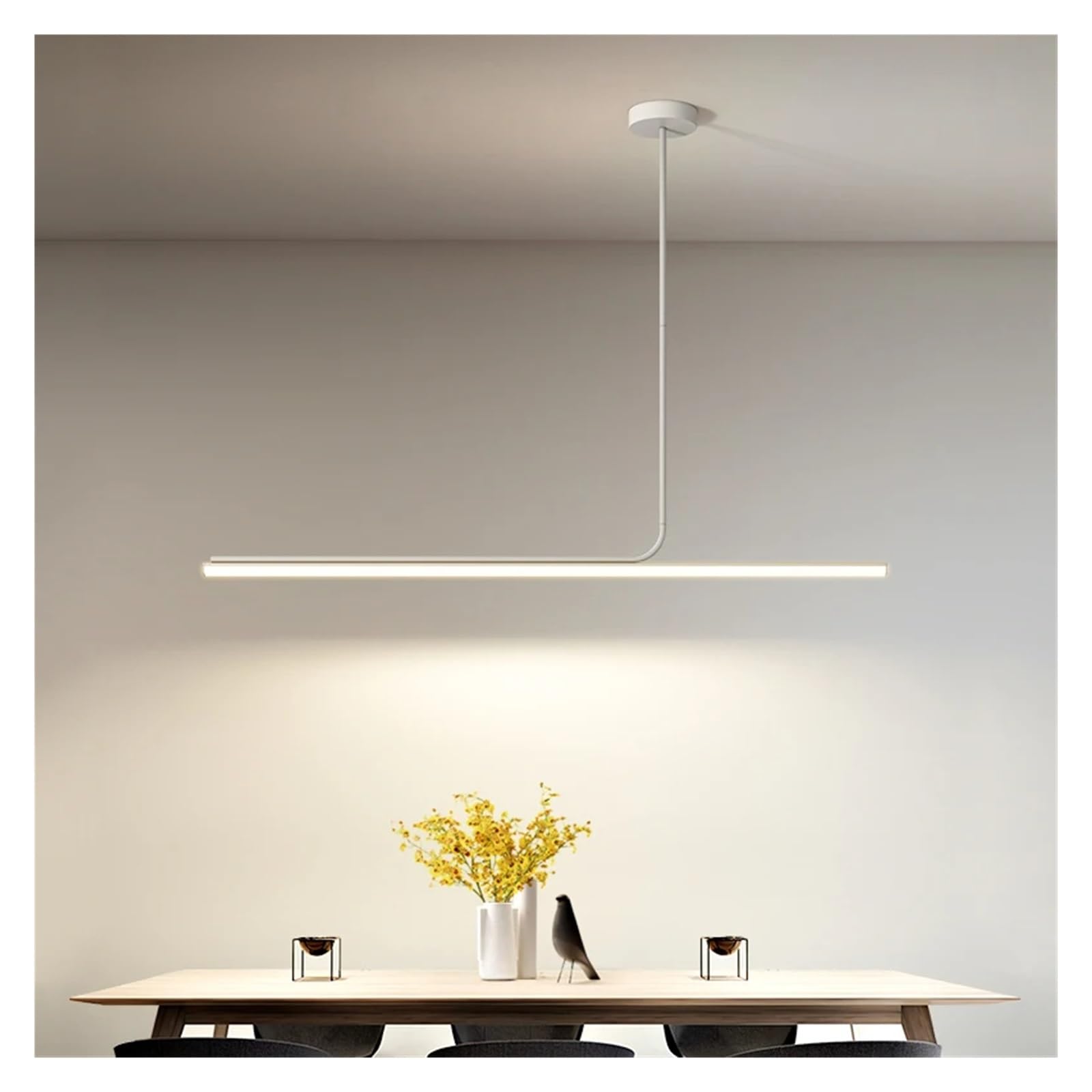 ASerZenith Chandelier, Modern Led Pendant Lamp White Office Island Indoor Lighting Home Lamps Black Light Kitchen Long Strip Suspension,White-L150Cm