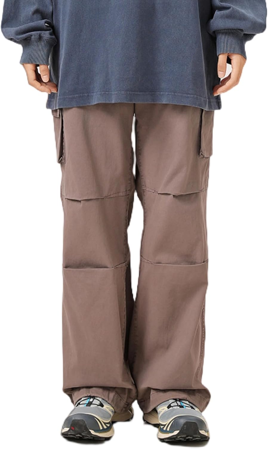 Unisex Baggy Cargo Pants – Stretch Twill Tactical Work Pants with Drawstring Cuffs, Wide-Leg Y2K Streetwear