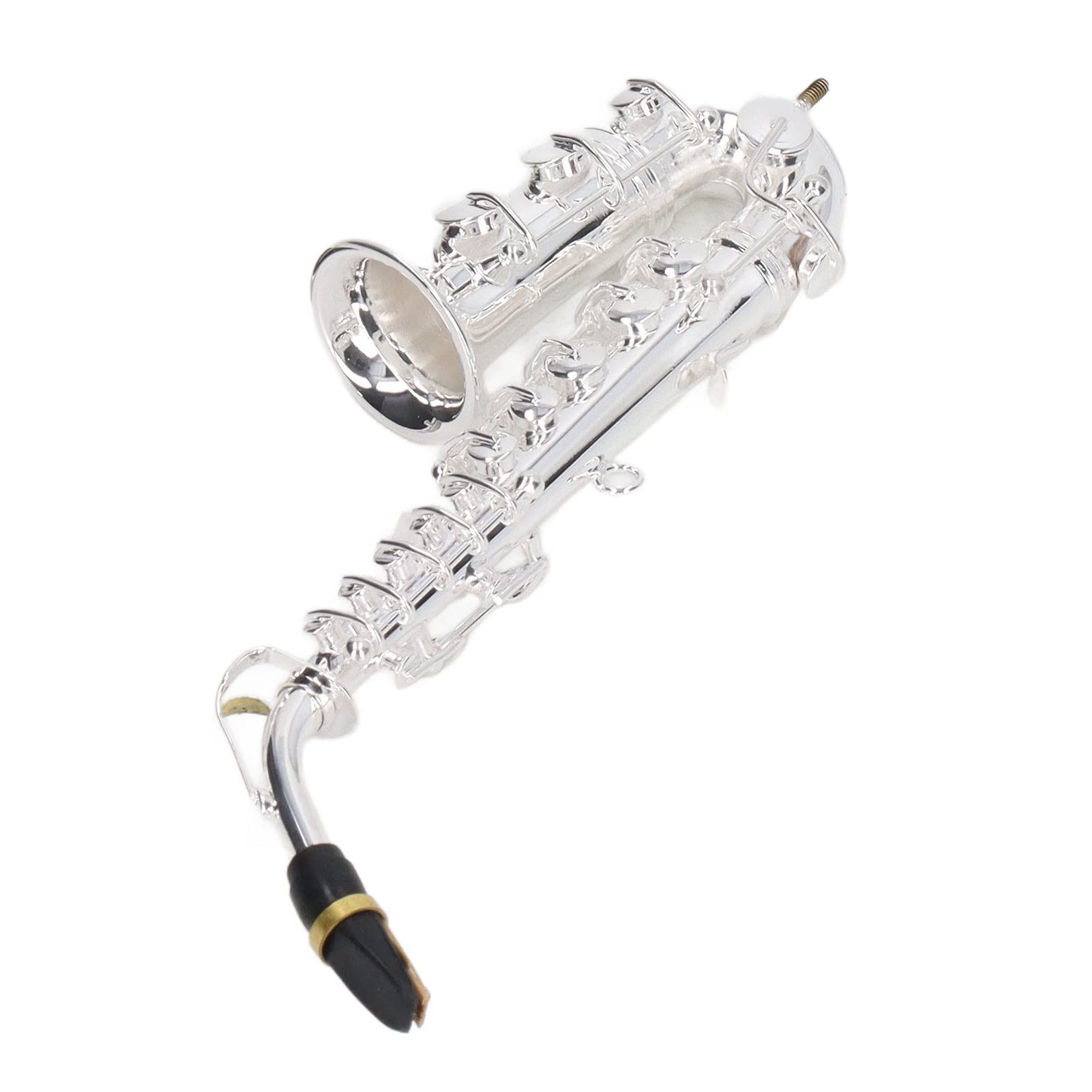 Tissting 5.5 × 1.6in Plata Miniatura Adornos De Saxofón Alto Material De Metal Mini Saxofón Decoración Instrumento Musical Modelo Regalo con Caja Base Adorno De Mesa