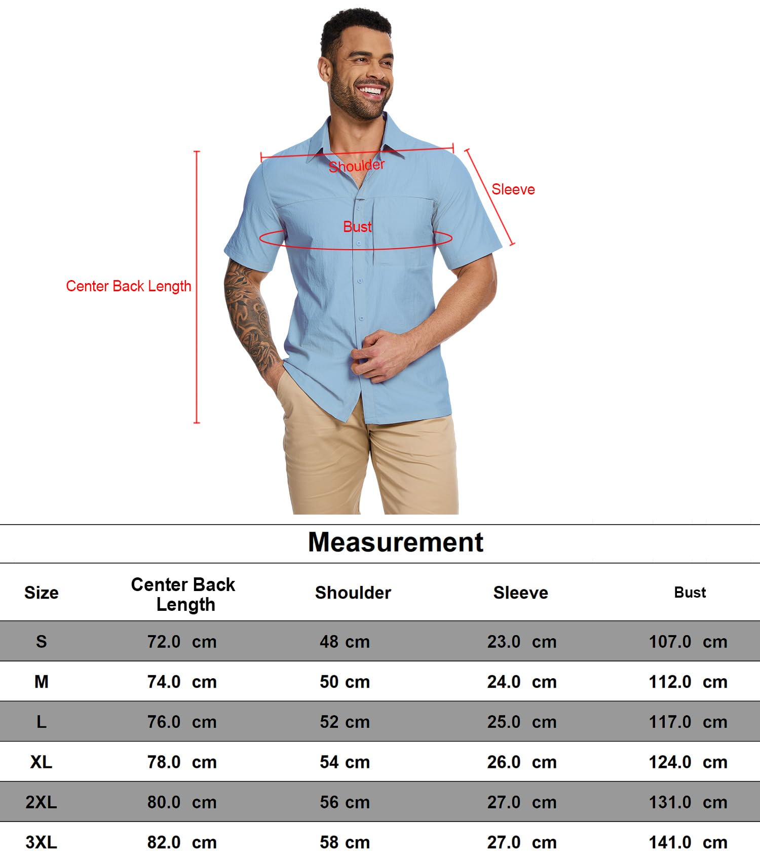 Camisa de manga corta para hombre, de secado rápido, informal, informal, transpirable, para senderismo, pesca, safari, viajes, golf