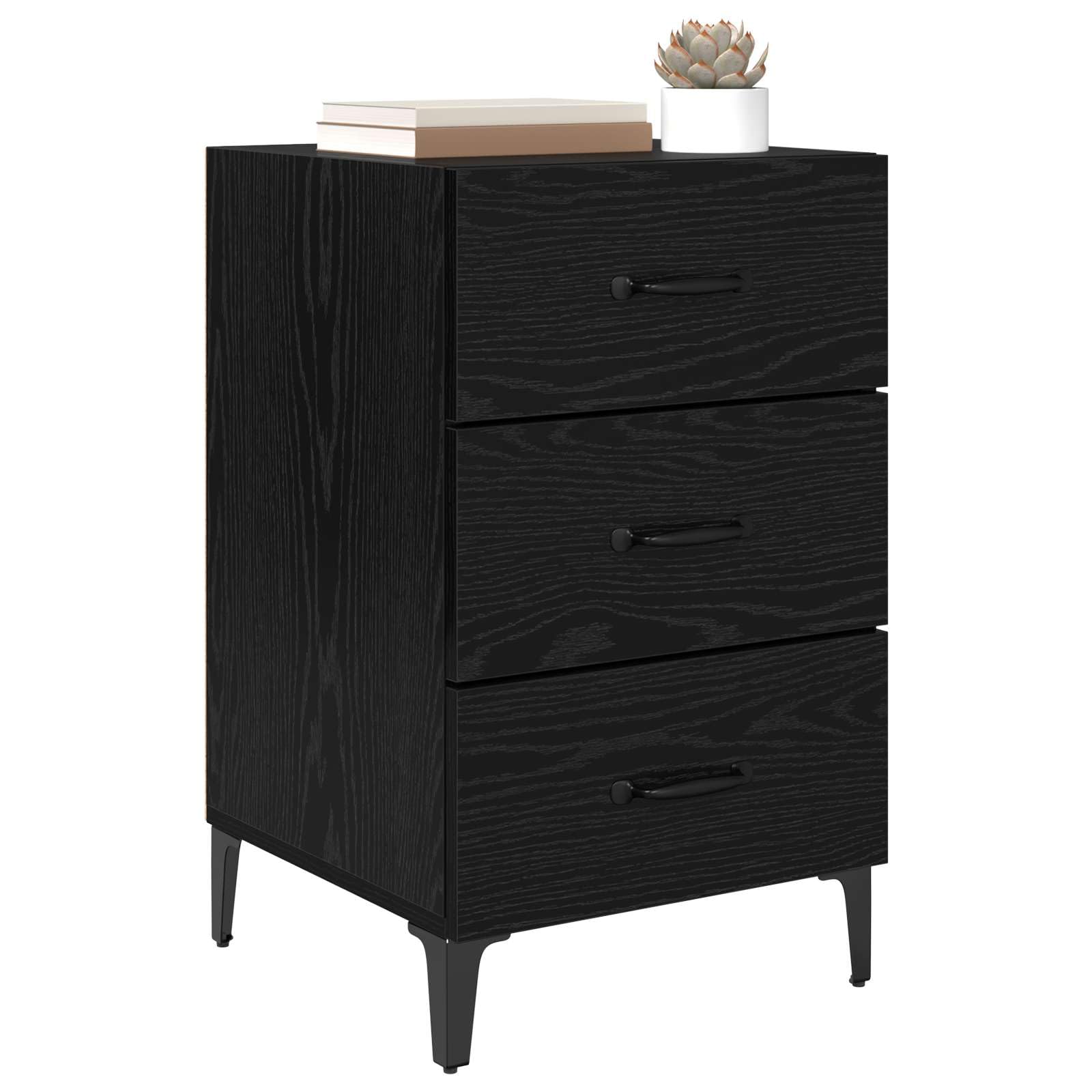 Vidaxl Bedside Cabinet Black Oak 40 X 40.5 X 66 Cm Engineered Wood
