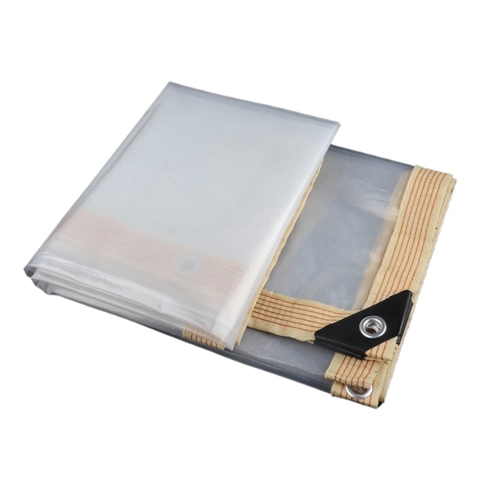 1PC Waterproof Transparent PE Tarpaulin Outdoor Garden Pergolas Canopy Awings Camping Tent Rainproof Tarp(Beige Side,1mX2m)