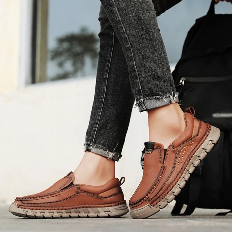 Shoes Men's Retro Round Toe Slip-on Loafers Comfortable Low-top Thick Soled Oxford Shoes Men Versatile Casual Shoes for Travel Shopping Driving3