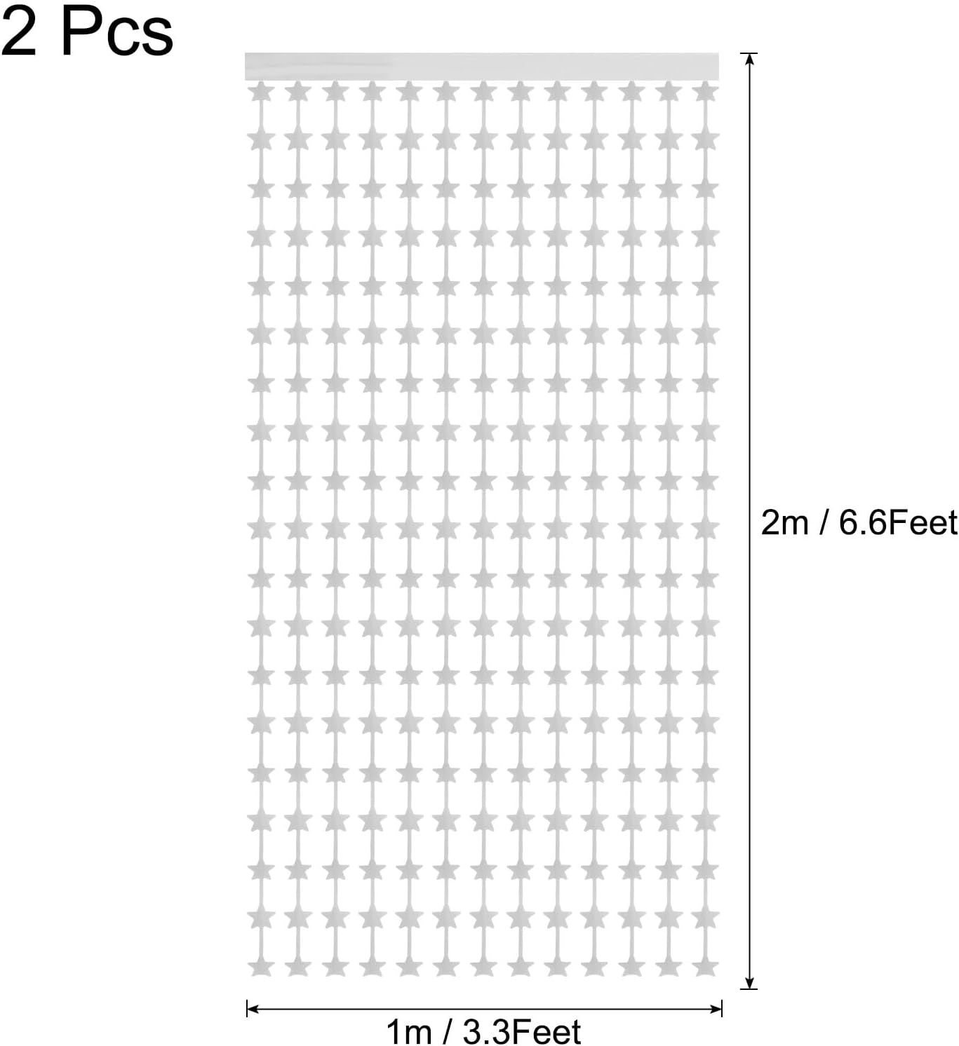 MECCANIXITY 2 Pack Silver Stars Backdrop, Silver Curtains 3.3x6.6ft Glitter Star Twinkle Decor Foil Fringe Garland Banner Decorations for New Year Birthday Party Wedding Celebration - Image 2