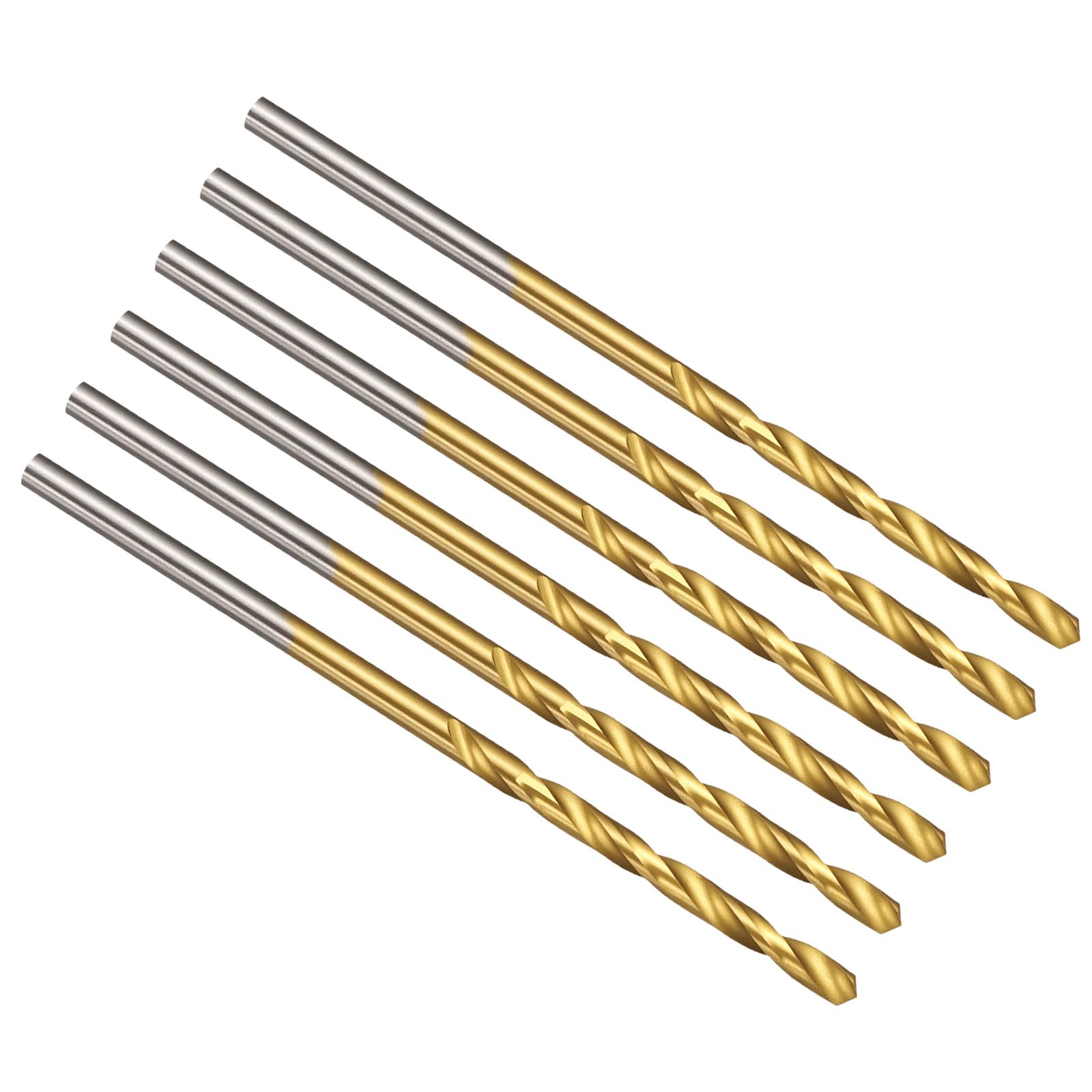PATIKIL #58 Drill Bit, M42 8% Cobalt High-Speed Steel Jobber Straight Shank 135° Titanium Nitride (TiN) Coated for Hard Metal Stainless Steel - 6 Pack — image 1