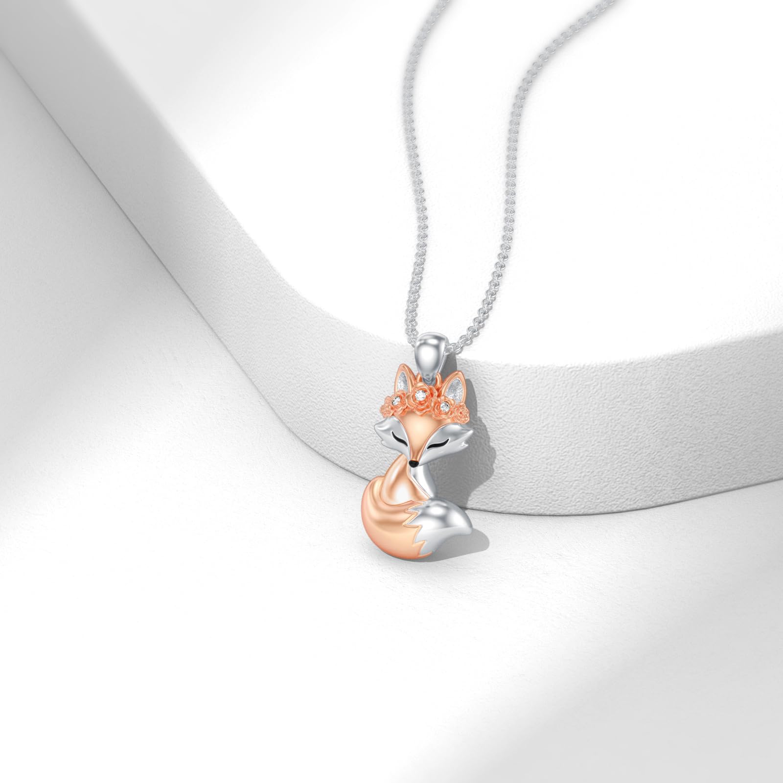 Diamant Fuchs Kette für Damen 925 Sterling Silber Fox Anhänger Halskette mit Lab-Grown Diamant Schmuck Geschenke