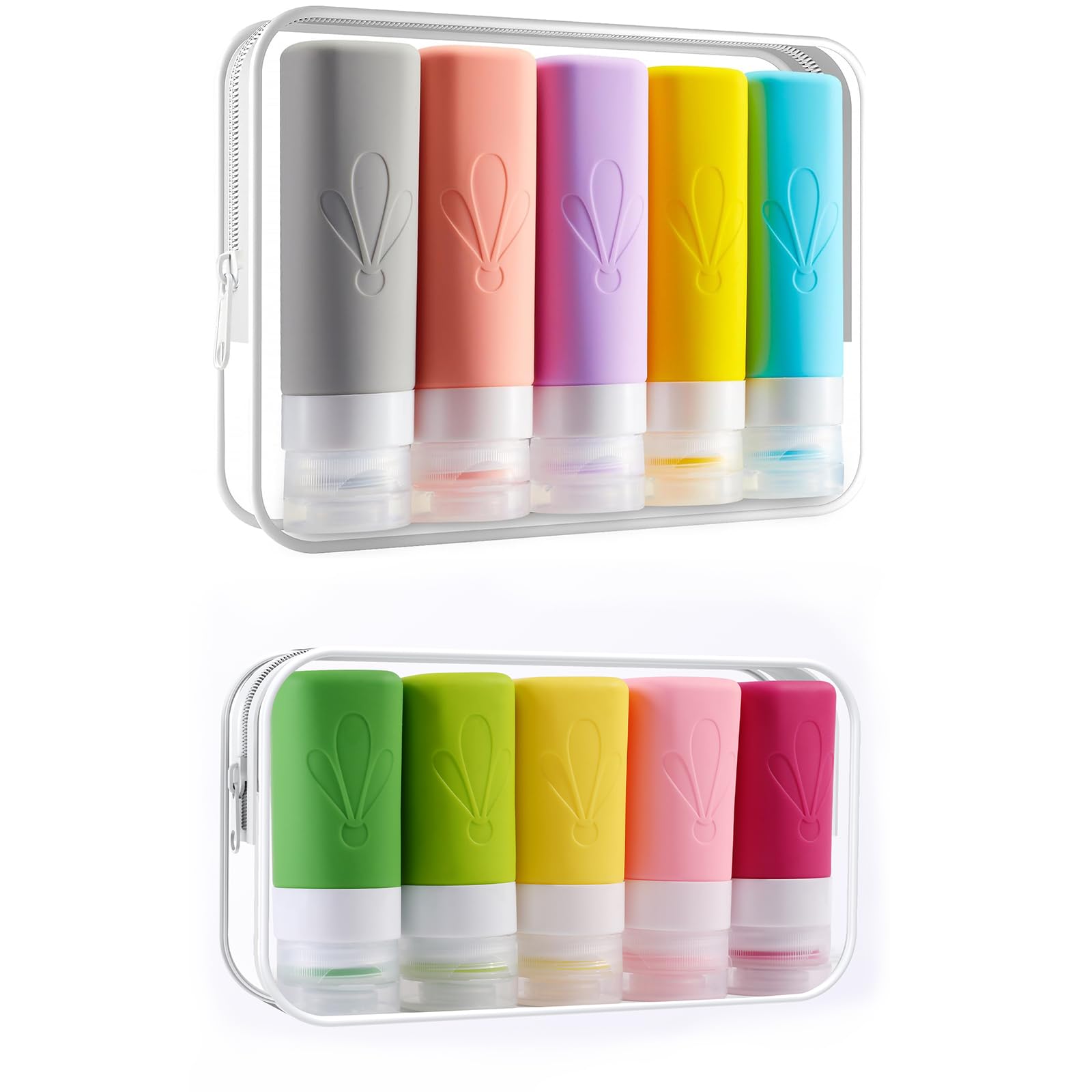 INSFITTravel Bottles for Toiletries, TSA Approved 3oz Travel Size Containers, BPA Free Leak Proof Squeezable Silicone Tubes for Shampoo Conditioner Lotion Soap with Labels