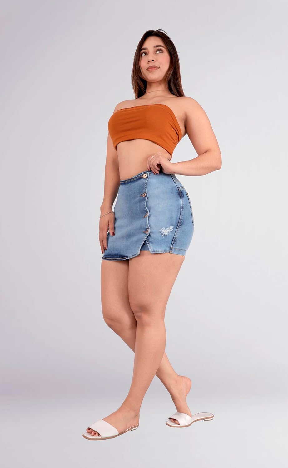 Women's Mini Denim Skirts Sexy Short Jean Skirt Irregular with Pockets