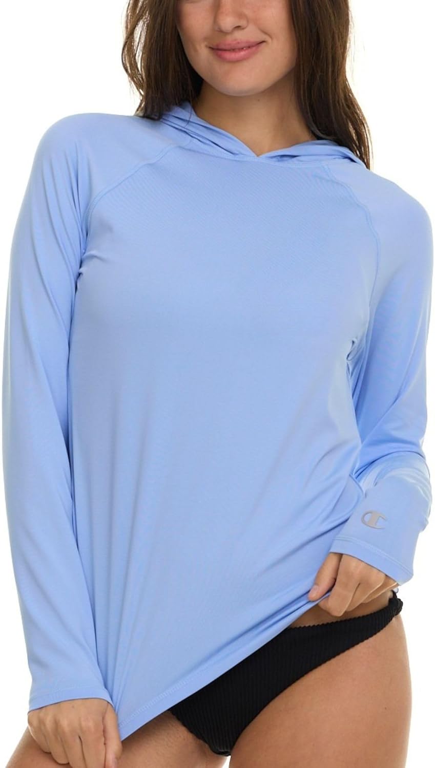 Champion Rash Guard for Women with Hood, Long Sleeve Hoodie Swim Shirts for Women, Quick Dry UPF 50+ SPF Sun & UV Protection
