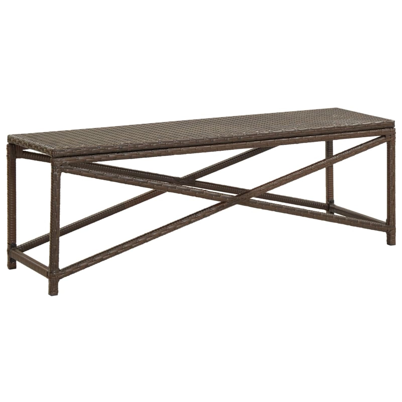 Ławka ogrodowa 120 cm polirattan, brązowa, stal malowana proszkowo | Wodoodporny rattan PE, wytrzymały stelaż stalowy, łatwy do czyszczenia, na taras, basen i ogród