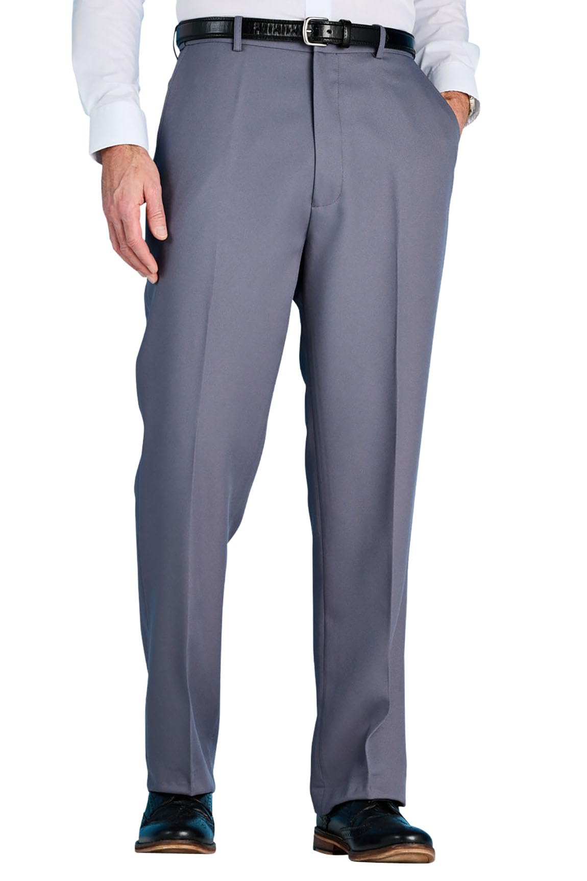 Chums Men's Classic Fit Expandable Waist Formal Smart Flat-Front Trousers
