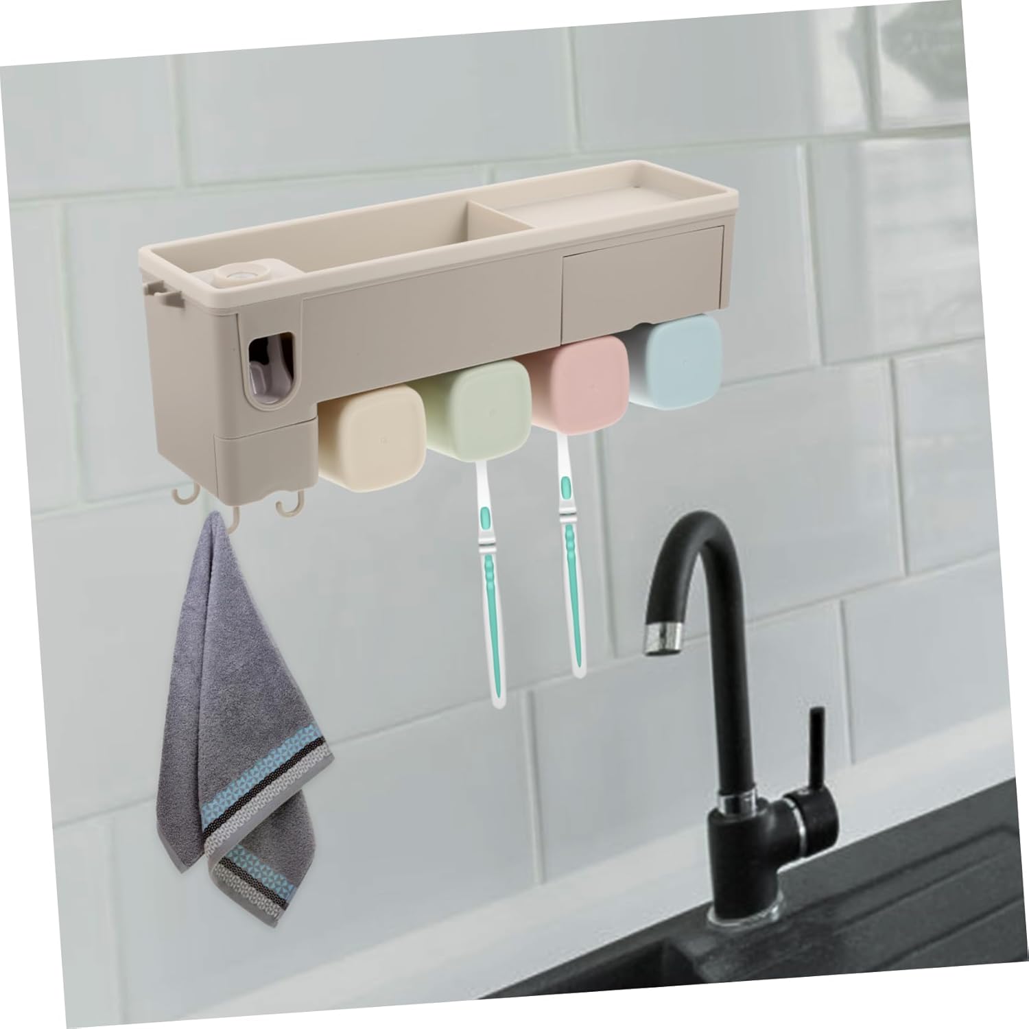 Wall-Mounted Toothpaste Squeezer Toothbrush Holder Bathroom Organizer Suction Toothbrush Holder for Wall