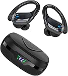 Ecouteurs sans fil, casques Bluetooth sport, 80Hrs Jeux d'oreille Buds avec LED Affichage de puissance, casque d'annulation de bruit, IPX7 Earphones étanches pour entraînement/running