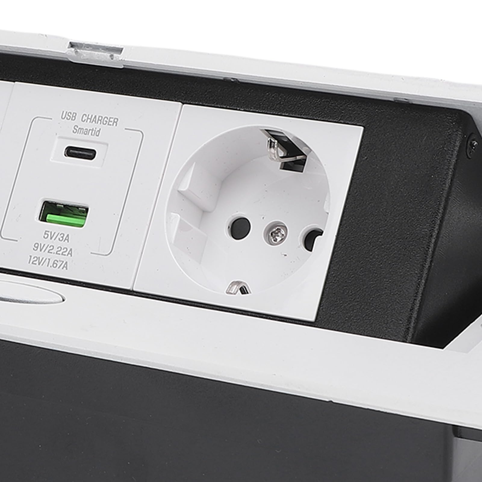 Scatola di Derivazione da Incasso da Tavolo, Hub di Alimentazione USB Tipo C a 2 Poli 16A 4000W con PC in Acciaio Inossidabile a Smorzamento Lento, per Piano di Lavoro