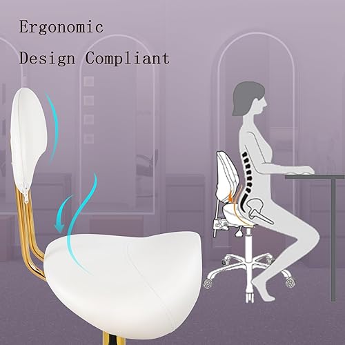 Miniatura 4 de Silla de montar giratoria con cojín suave y cómodo y ruedas, taburete hidráulico para oficina en casa, tatuaje, salón de belleza, uso en tienda,