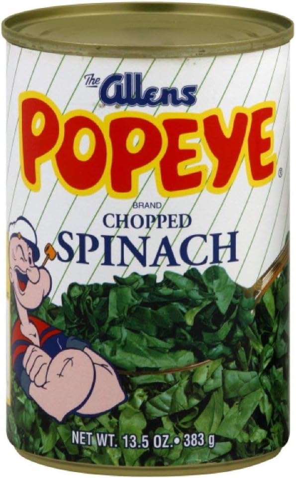 20th Street Products Popeye Chopped Spinach, All Natural, No Preservatives, 13.5 Oz (3 Pack)