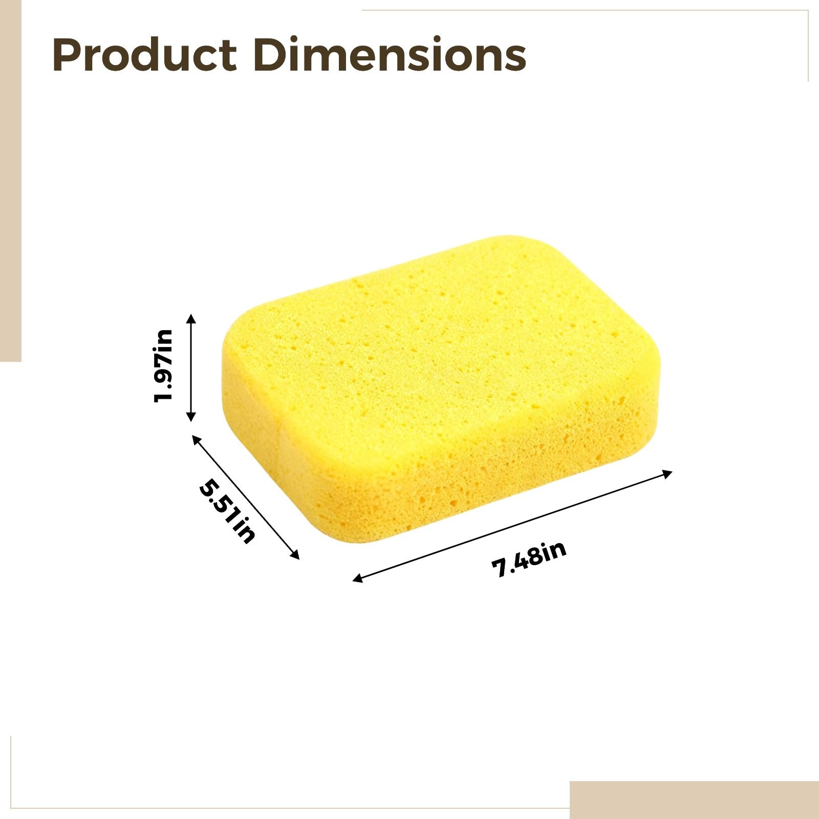 12 Stück Autowaschschwämme, 19,1 x 14,9 x 5,1 cm, gelbe hochdichte Schaumstoffschwämme, Auto-Detaillierung, Reinigung, Waschen, Wachsen und Polieren