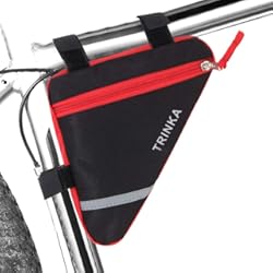 Bolso Bicicleta Delantero QitinDasen Premium Bolso Triángulo de Bicicleta, Bolsa de Marco de Tubo Delantero de Bicicleta, Bolsa Triangular Impermeable (Rojo)