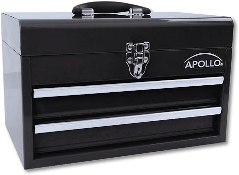 Apollo Hand & Power Tools Metal Tool Box, Black DT5010