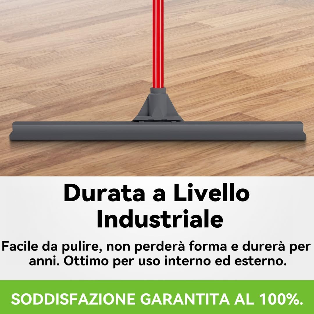 Tyroler Tira Acqua Pavimenti esterno da 60 cm | Testa in Silicone 100% | Manico Antiruggine da 140 cm tergipavimento spingiacqua | tiraacqua pavimenti esterni | tiracqua per pavimento
