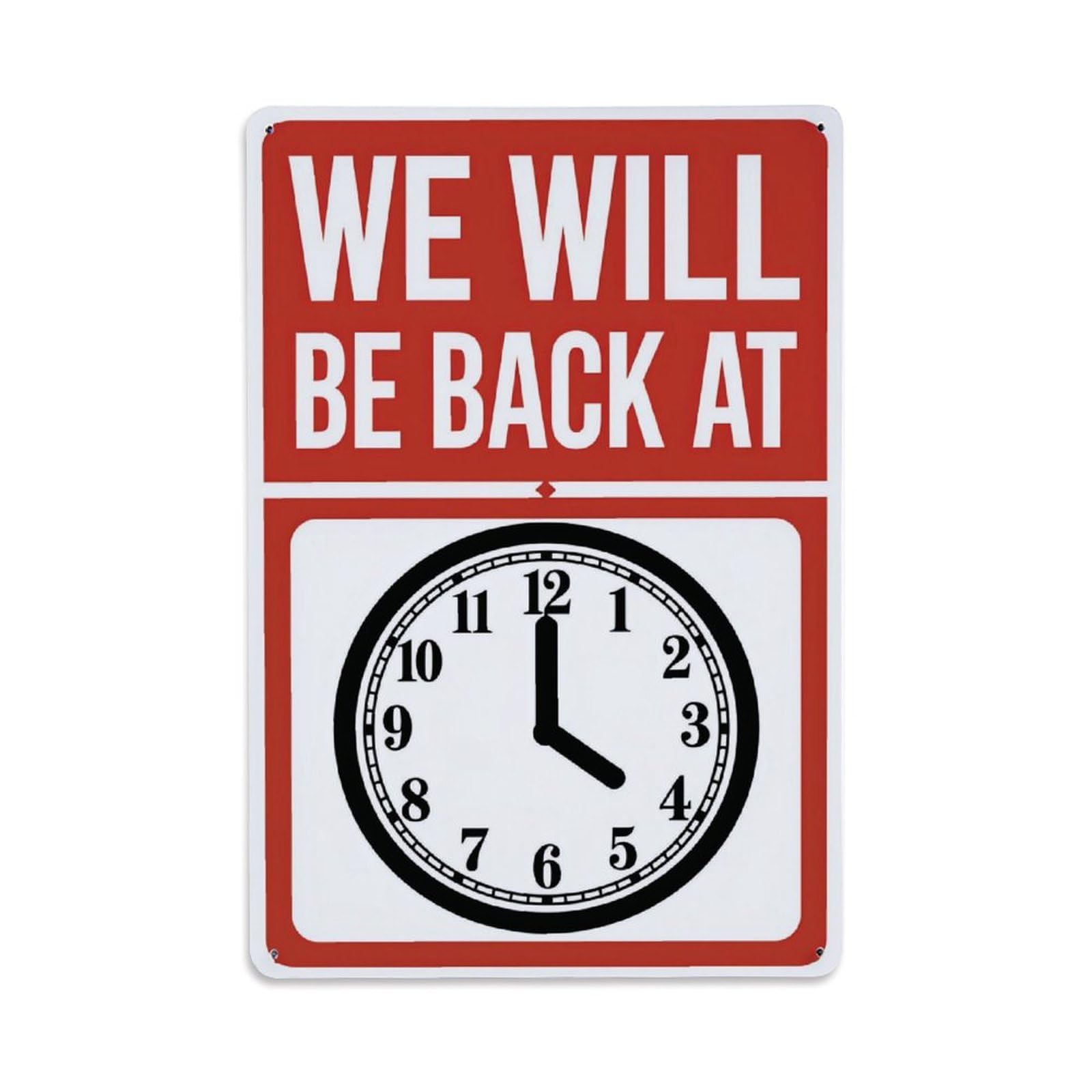 We Will Be Back At Business Hours Sign Vintage Aluminium Metal Sign, Retro Wall Decor for Home, Bar, Garage & Farmhouse 30x20cm
