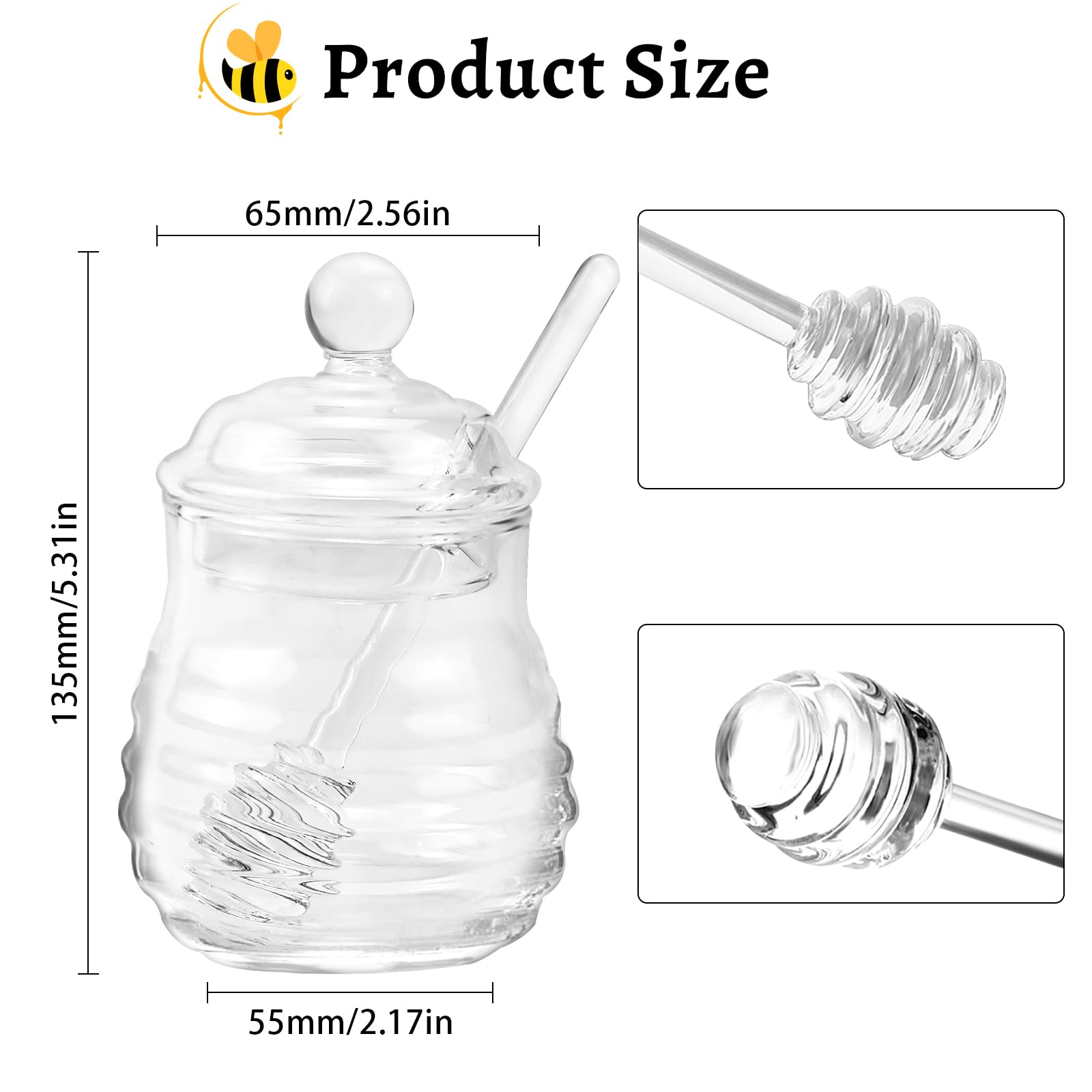 Dispensador de miel de 300 ml, tarro de miel con cuchara de miel, olla de miel sellada, tarro de miel de cristal para jarabe, colmena, almacenamiento de cocina