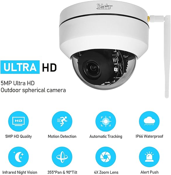 Telecamera IP 5MP WiFi PTZ Telecamera Dome di sicurezza4x zoom otticoIR Night Vesion Smart 265 ONVIF2 4 Telecamera impermeabile IP66 domestica e esterna slot per scheda SD incorporato