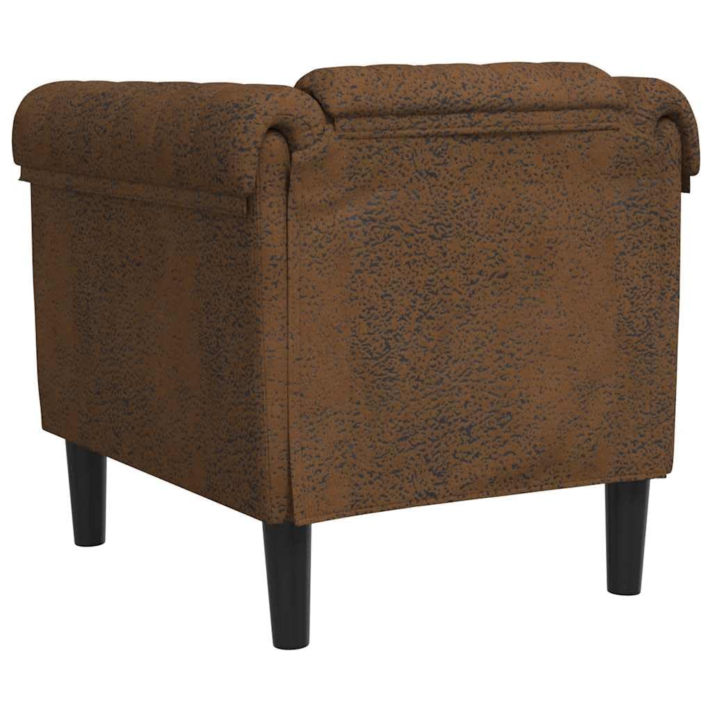 Quoril Fauteuil marron en cuir synthétique aspect daim, rembourré, fonction relaxation, espace de rangement, peu encombrant, confortable, adapté pour le salon et la chambre d'amis