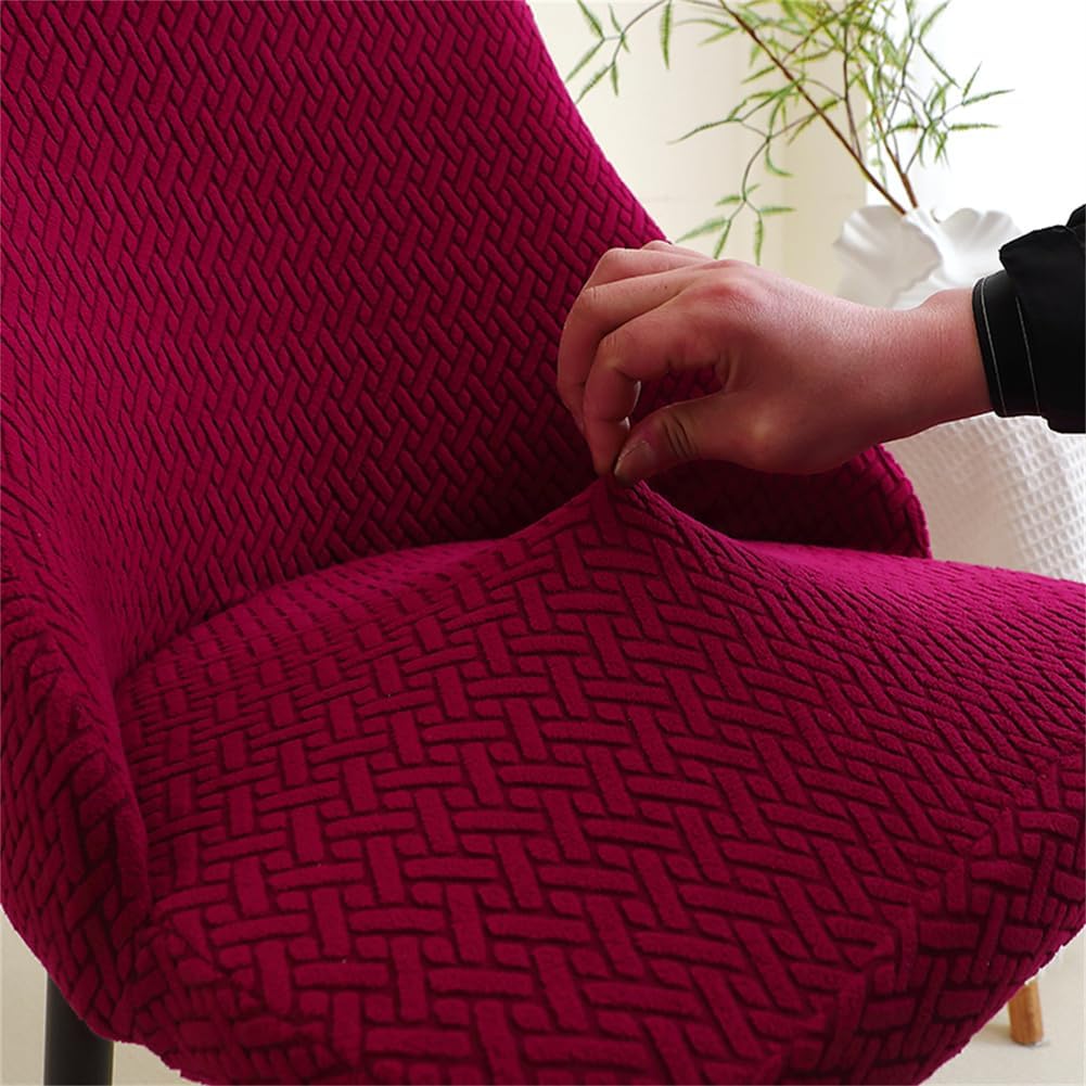 Kitchen Counter Height Chairs Covers, Curved Back Dining Chair Cover with Arms, Stretch Wingback Side Chair Slipcover, for Home Decor,Red,4PCS