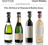 Vista 26 de WOTOR Champagne&Wine Bottle Stoppers Stainless Steel with Food Grade Silicone, Leak Proof Keep Fresh Reusable Saver, Cork Suitable for Wine, Silver