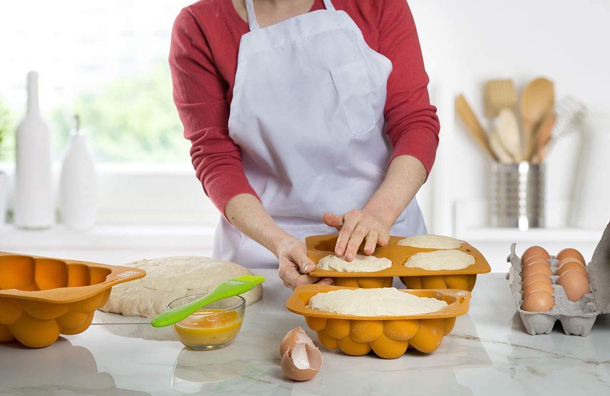 The Kosher Cook Molde trenzado de silicona para Challah, pequeño, ovalado trenzado, molde para hornear pan Challah, no requiere forma, paquete de 2
