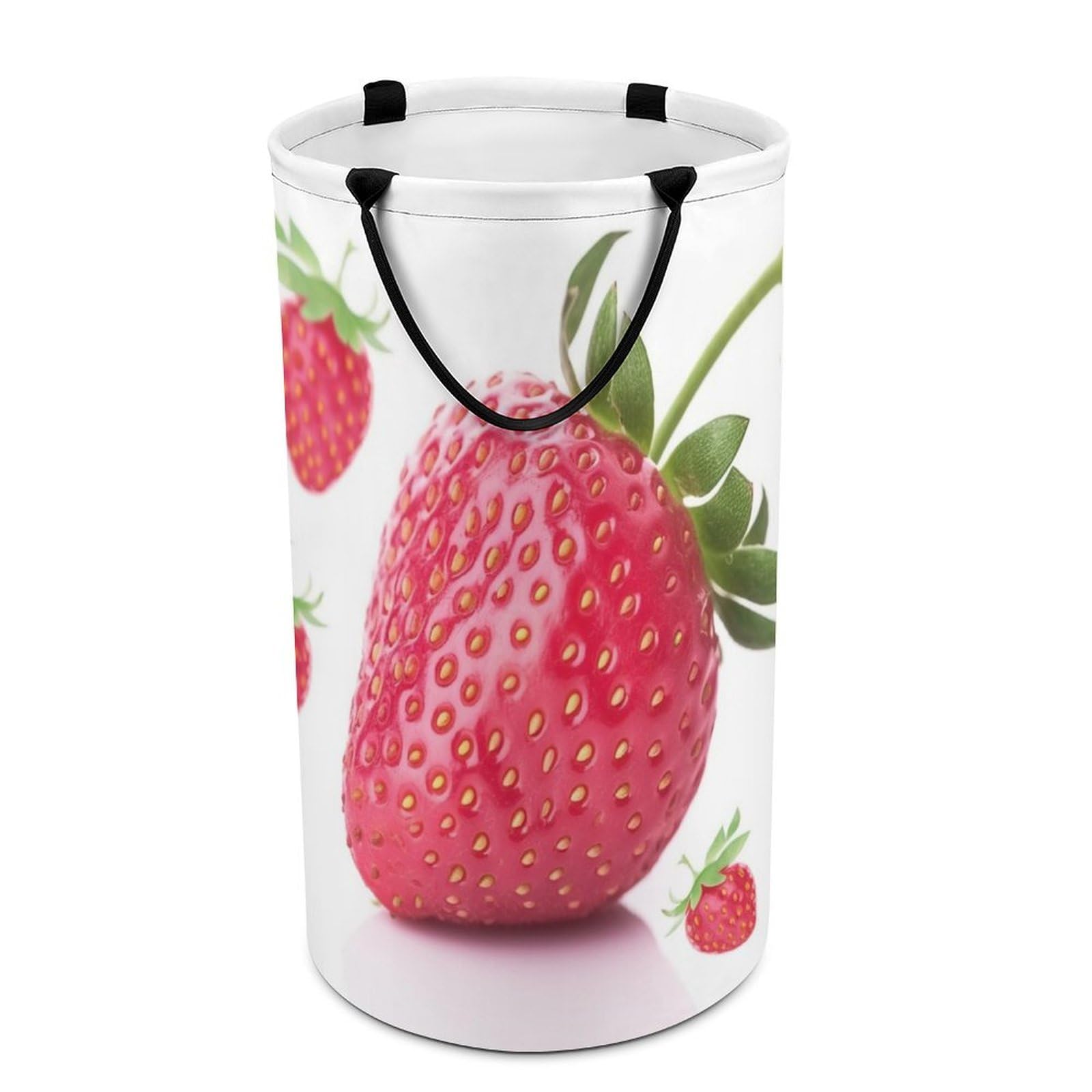 Strawberry Laundry Basket Freestanding Laundry Hamper with Handles Waterproof Dirty Clothes Hamper Collapsible Washing Bin Aesthetic Clothes Basket for Bathroom Bedroom Dorm