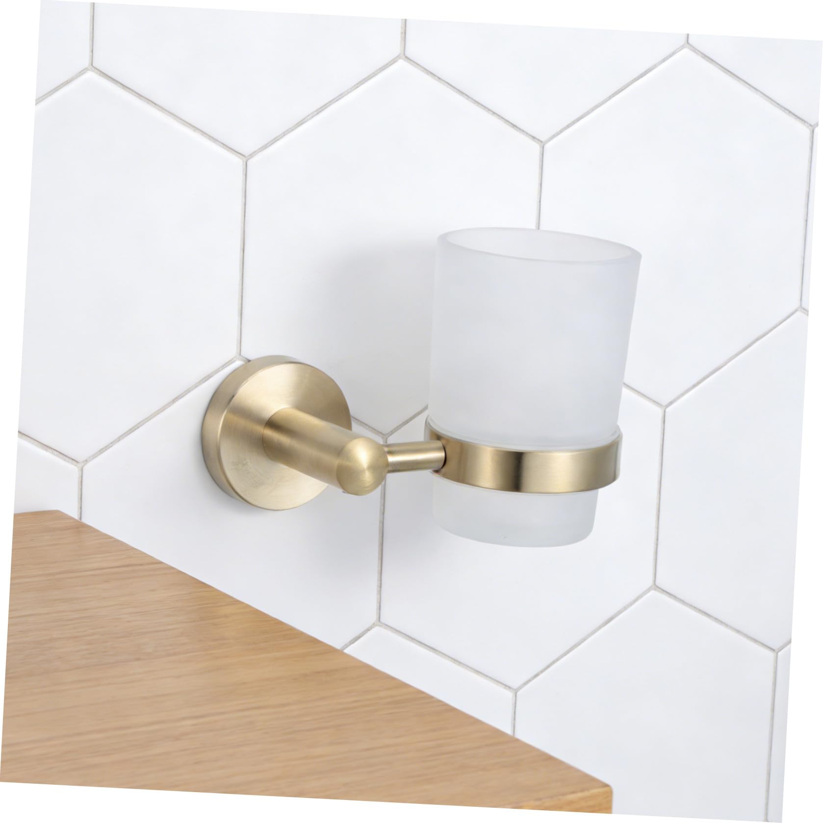 TEHAUX Portacepillos de Dientes de Pared para Baño en Acero Inoxidable | Vaso de Vidrio Esmerilado, Diseño Mural Estable, Accesorio Incluido para Uso en Cocina y Dormitorio