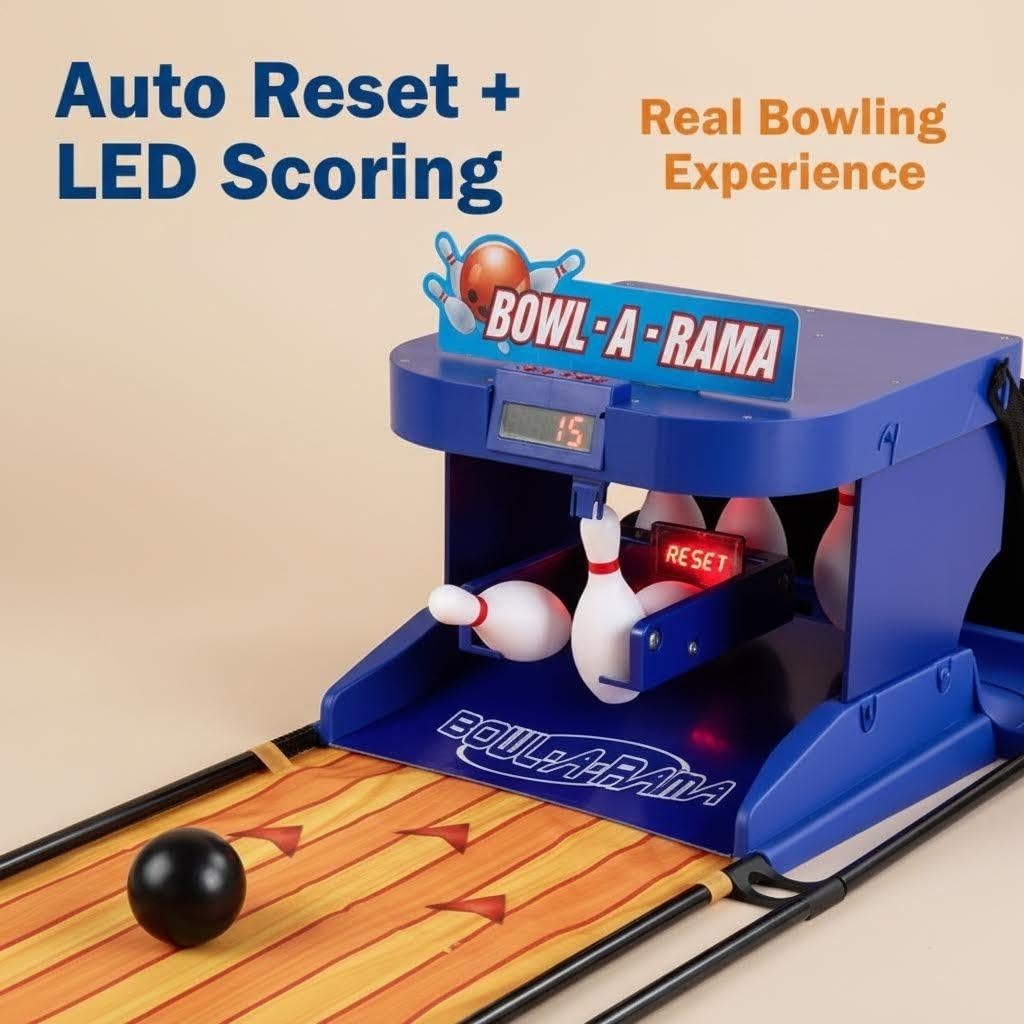 Macchina da Bowling Elettrica for la Casa, Pista da Bowling Portatile for Interni con Tabellone Segnapunti a LED, Reset Automatico, Effetti Sonori
