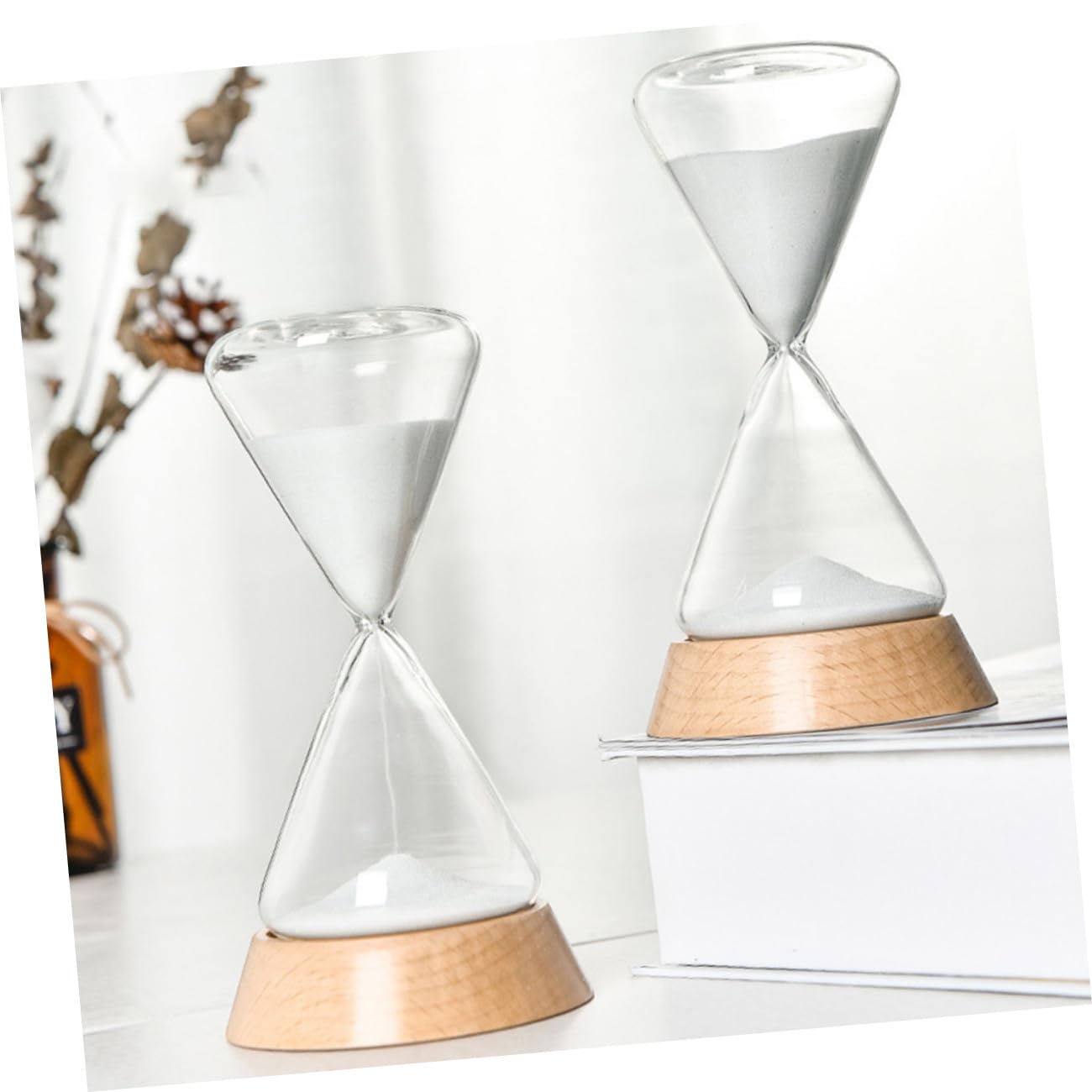 TOPBATHY Tisch Sanduhr 15 Minuten aus Glas, Holz und Sand für Dekor