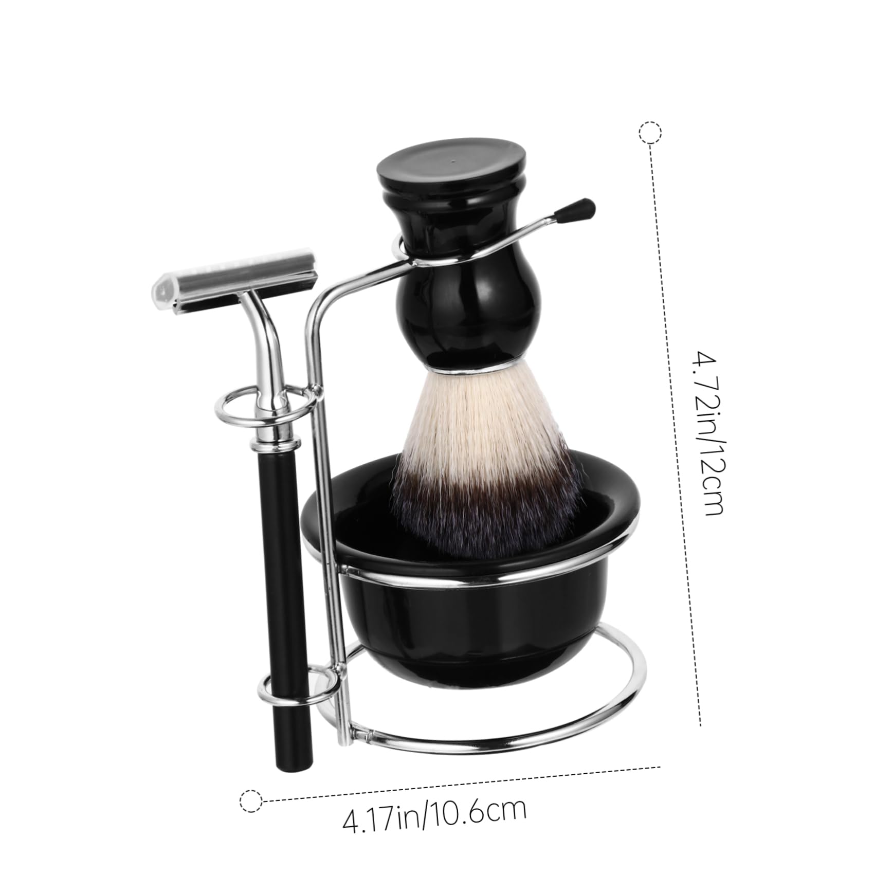 Set Strumenti da Rasatura Barba Uomo 4 Pezzi in Acciaio Inox