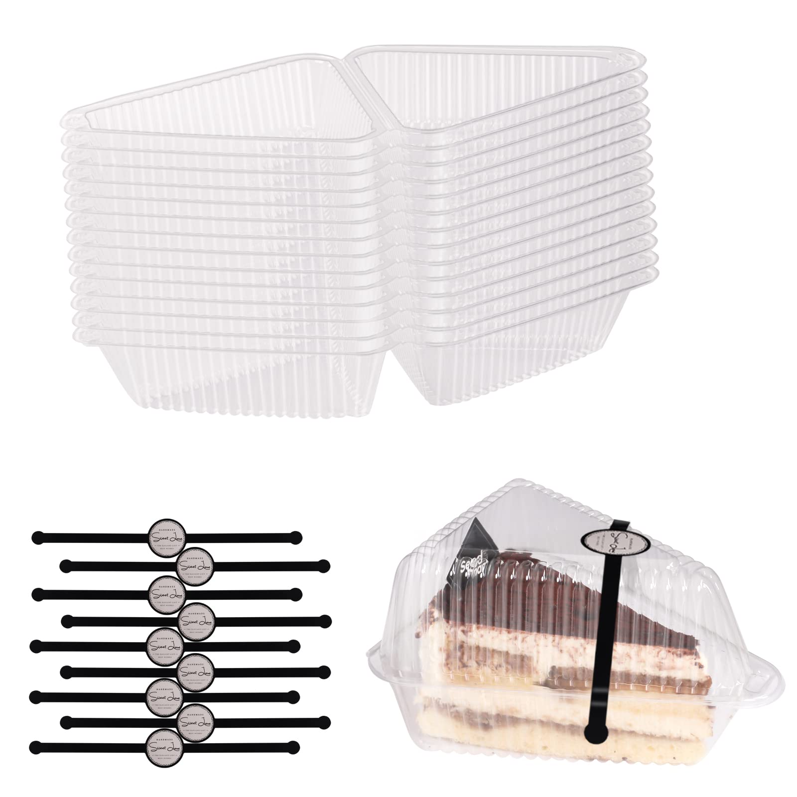 Buy yeestone Cake Slice Boxes, 15 Pcs Triangle Boxes with Lids, Clear