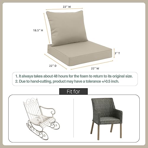 Miniatura 2 de Favoyard Juego de cojines de asiento para exteriores, 22 x 22 pulgadas, impermeables y resistentes a la decoloración, cojines para muebles de patio
