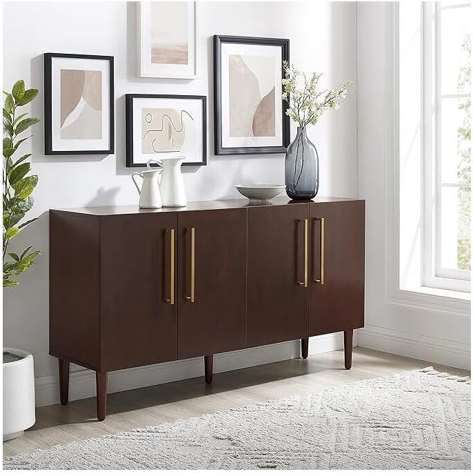 HomeStock Mid-Century Modern Sideboard - Mahogany Finish - 58" Wide - Living Room Storage