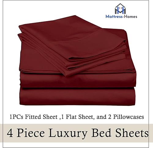 Miniatura 9 de Mattress-Homes Juego de sábanas Flex de cabeza dividida tamaño King, sábanas de microfibra ultrasuave de 1800 hilos, doble cepillado, bolsillos