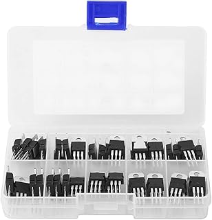 60pcs 10 Values L7805CV LM317t Transistor Assortment Kit Bipolar Power Transistor Assortment Set Darlington Transistors TIP Series Assortment Kit with Storage Box