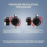 Vista 6 de LE LEMATEC Regulador de compresor de aire con manómetro, regulador de diafragma de presión NPT de 1/4, control de 140 PSI para pistolas