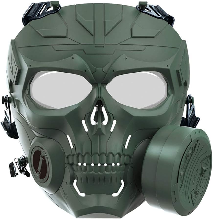 Outdoor Paintball Shooting Face Protection Gear Tactical Halloween Cosplay Horror Skull Mask with Fan