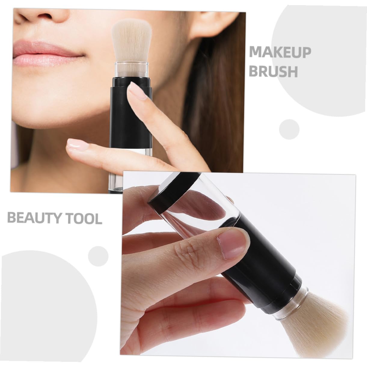 Toyvian Pennello Applicatore per Fondotinta in Polvere e Cipria Set da 2 Pennelli Cosmetici da Viaggio con Flacone Ricaricabile Testina Pulibile per Trucco Viso e Fard Controllo
