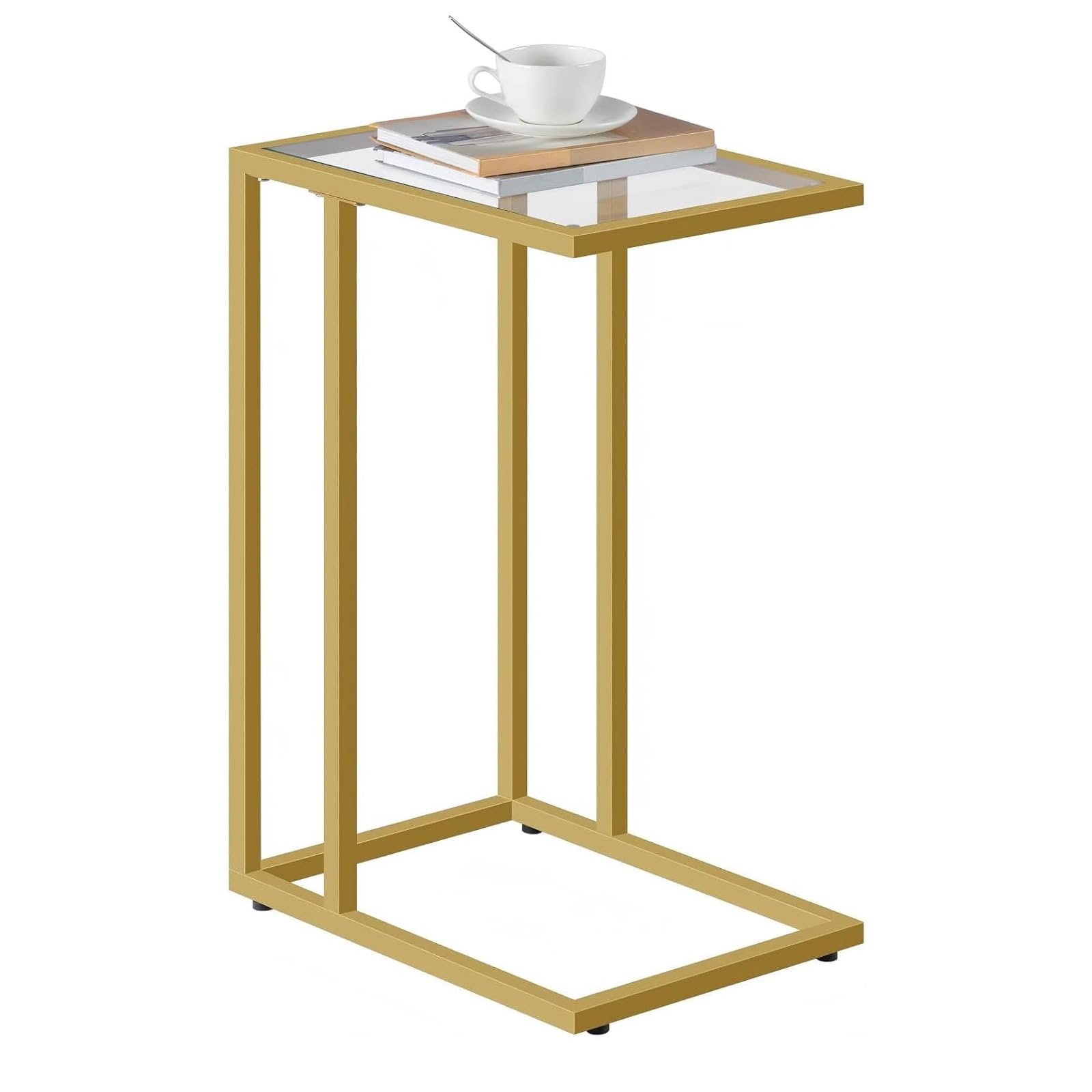 Amazon.com: HOOBRO C Shaped End Table, Glass Side Table with Metal