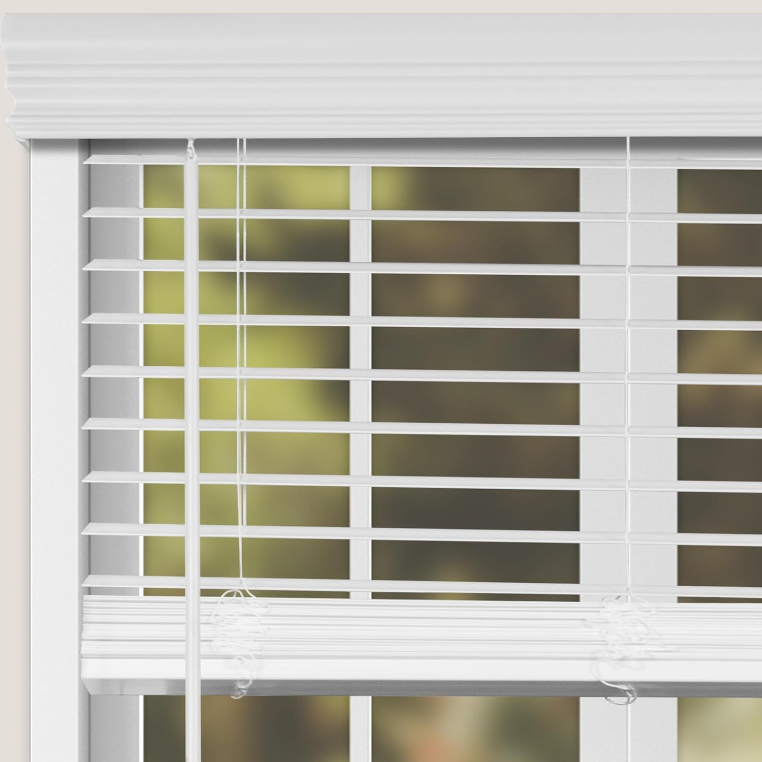 2” Bravada Simple Selections Premium Cordless Faux Wood Blinds, Coconut White 24 1/2Wx36L