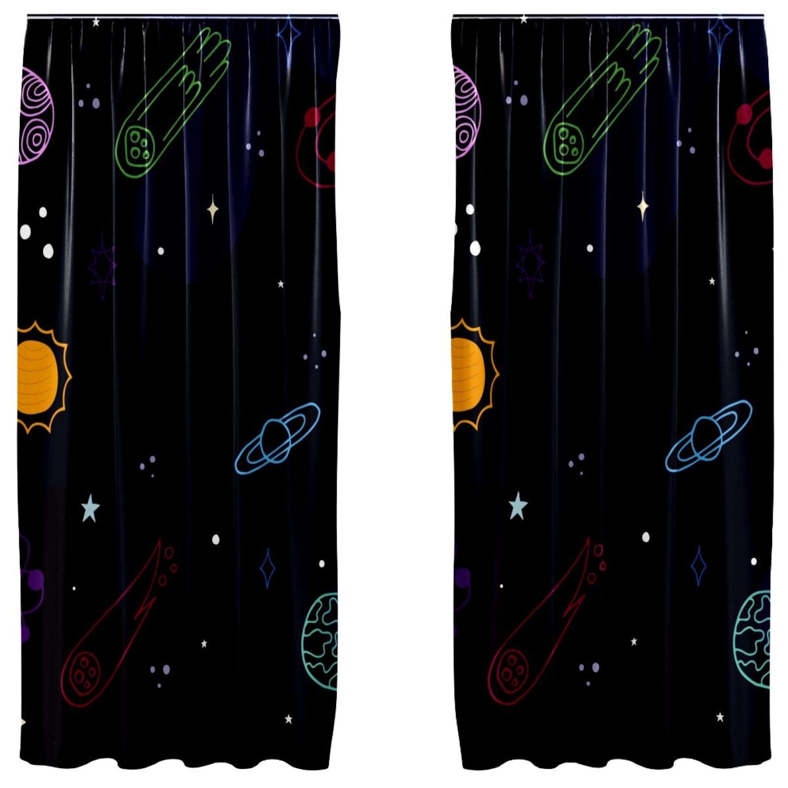 Cortinas opacas de galaxia espacial en microfibra juego de 2 paneles para dormitorio 55x84 pulgadas