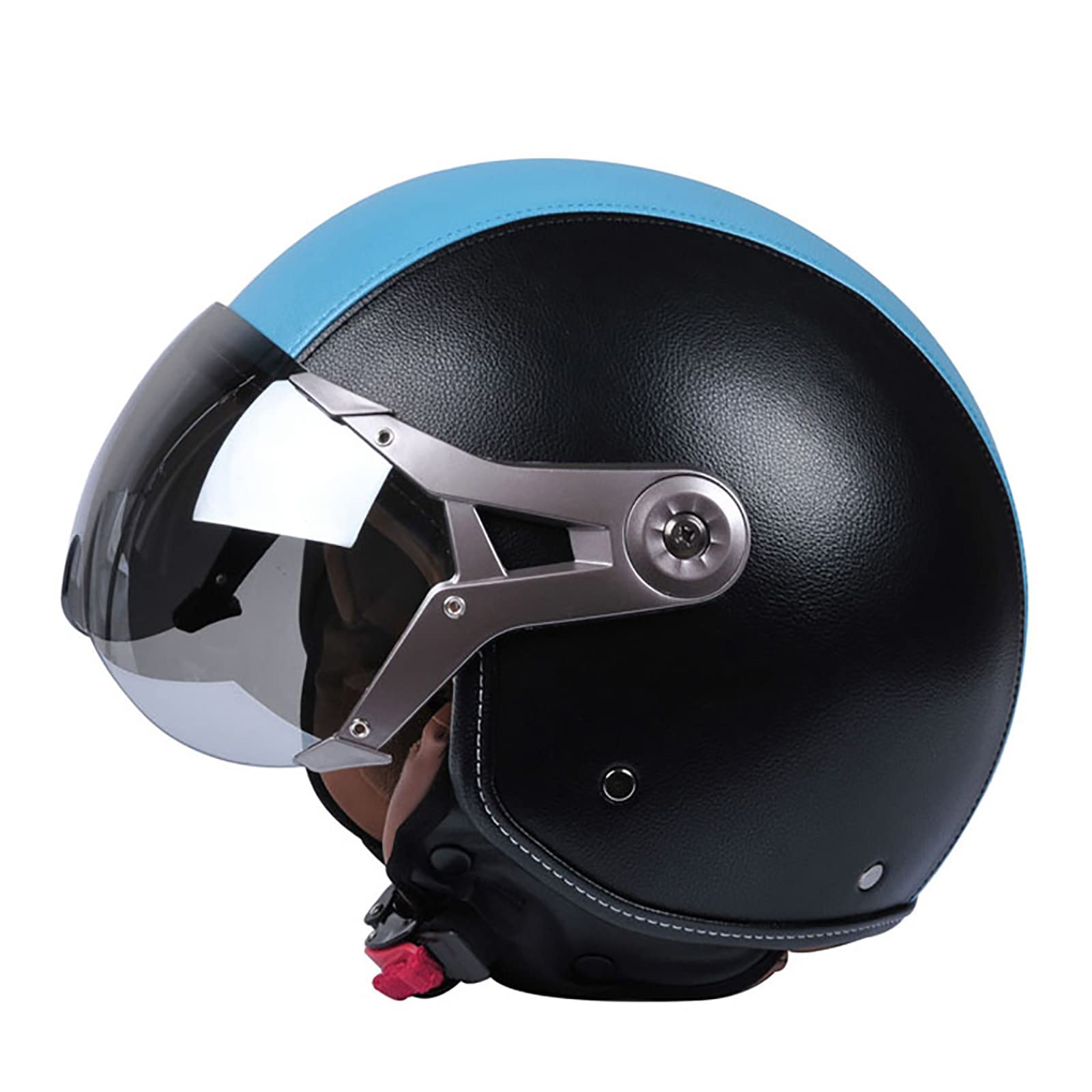 JATIBOSH Medio Casco Retro Tratamiento De Fortalecimiento, Antiarañazos Motocicleta Casco, Lentes Chapadas En Plata Clara De Primera Calidad Jet Ciclomotor Abierto Cascos, Certificación ECE