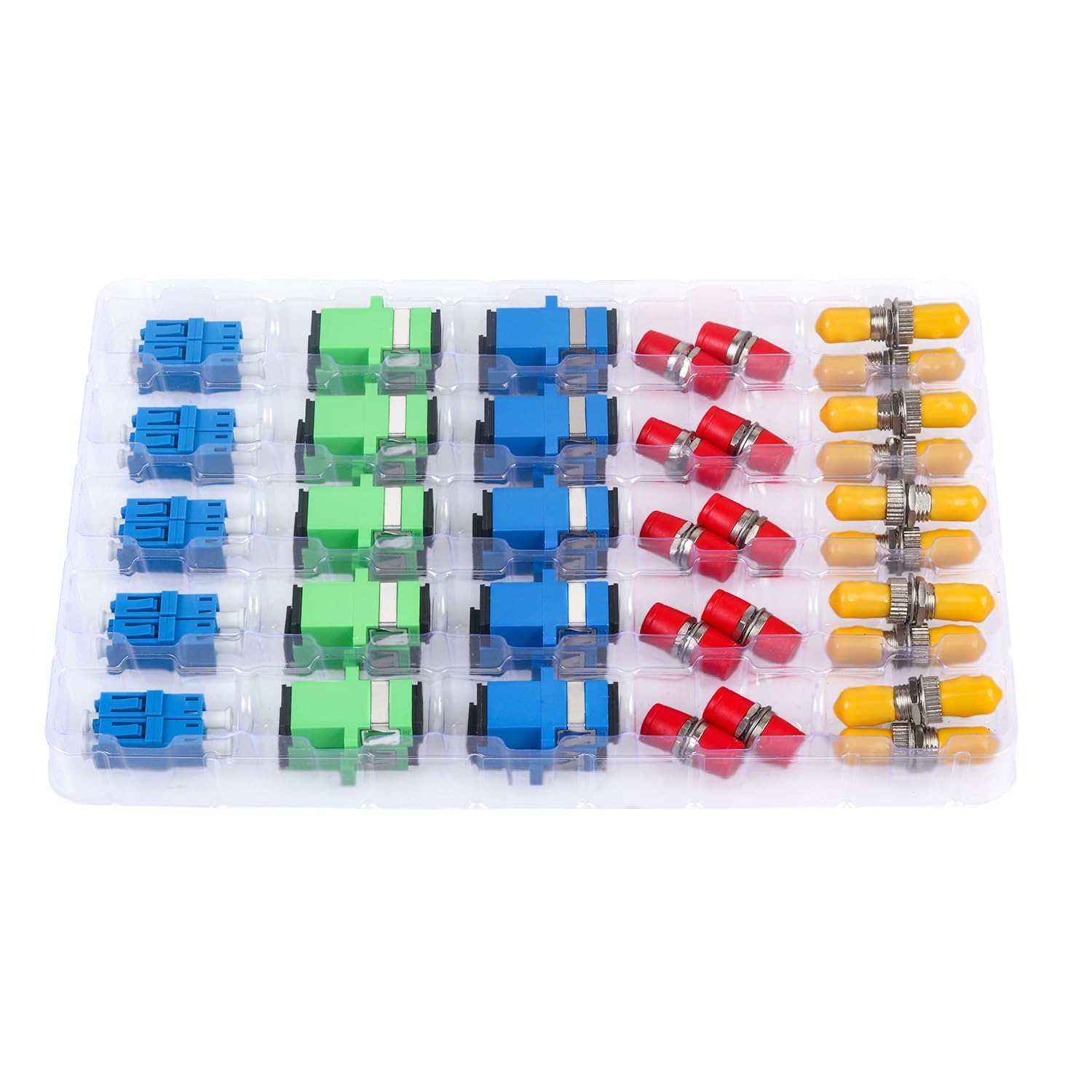 Kit de coupleurs à fibre optique pour câbles SC/UPC, SC/APC, ST, LC, FC, 5 styles avec 50 adaptateurs à fibre optique pour monomode et multimode