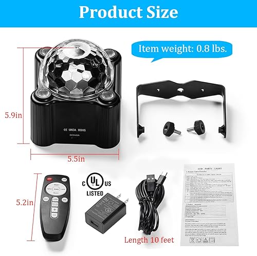 Miniatura 4 de Luces de fiesta de DJ, bola de discoteca, luz estroboscópica activada por sonido, iluminación de neón colorida para fiestas de baile en interiores,